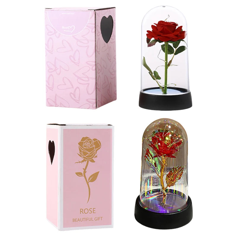 Customizable Artificial Rose with Foil Cover and Lighting