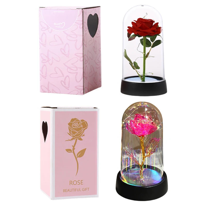 Customizable Artificial Rose with Foil Cover and Lighting