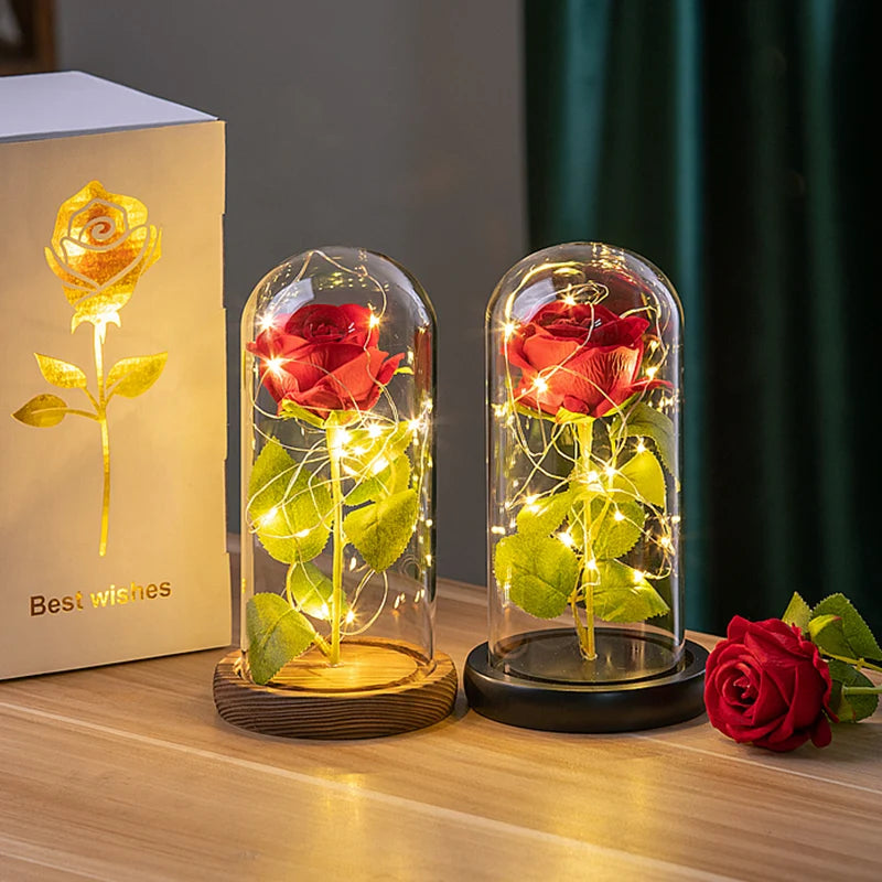 Customizable Artificial Rose with Foil Cover and Lighting