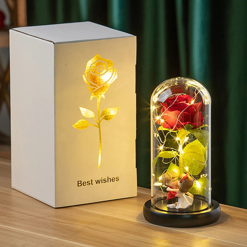 Customizable Artificial Rose with Foil Cover and Lighting